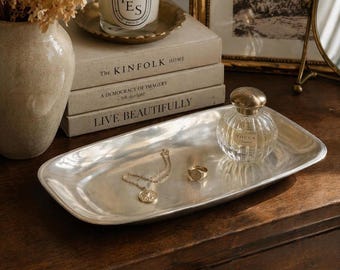 Vintage WMF Duitsland verzilverde serveerschaal, ovaal metalen dienblad, moderne serveerschaal uit het midden van de eeuw, minimalistisch servies