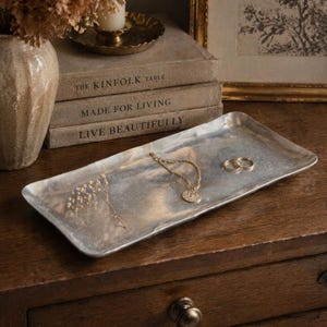 Vintage Luis Gomez Aluminum Tray, Handcrafted Mexican Serving Platter, Mid Century Modern Rectangular Tray, Artisan Metal Decor