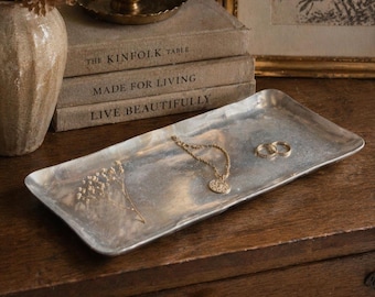 Vintage Luis Gomez Aluminum Tray, Handcrafted Mexican Serving Platter, Mid Century Modern Rectangular Tray, Artisan Metal Decor