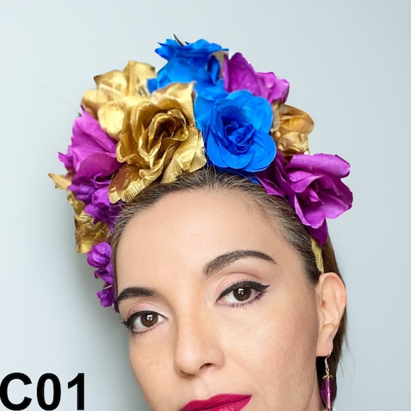 Flower Crown - Flower Headband - Floral Headpiece - Flower Fashion - Frida Kahlo Headband - Womens Flower Headband - Mexican Accessories