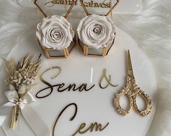 Engagement Tray Set - Ring Tray Set - Groom Coffee Tray Set