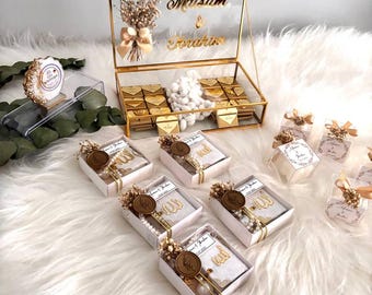 Personalized Chocolate Box, Elegant Guest Favors for Engagement