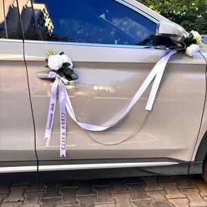 Hochzeit Auto Schleife mit Perle - Hochzeit Autotür Dekoration mit Namen - Hochzeitsauto Schleife mit Perlen - Gelin Arabası Süsü