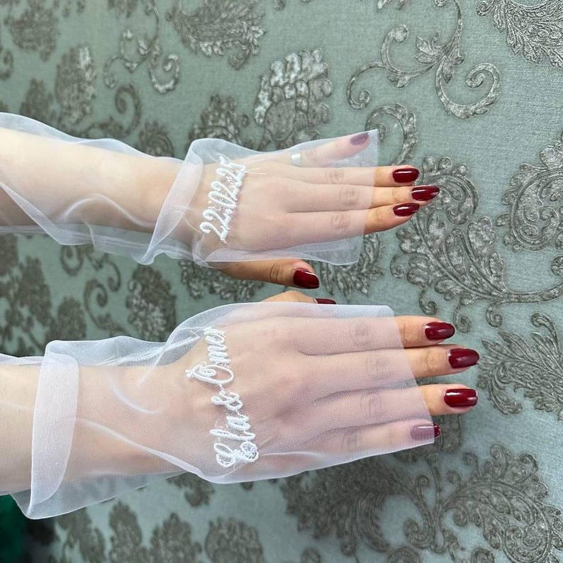 Bridal Gloves Personalized with Embroidery