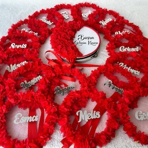 Personalized Bridal Tambourine Set – Flower Henna Night Tambourines with Bridesmaids’ Names – Turkish Style Kına Gecesi Hennaabend Favor