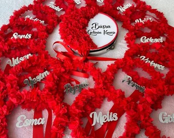 Personalized Bridal Tambourine Set – Flower Henna Night Tambourines with Bridesmaids’ Names – Turkish Style Kına Gecesi Hennaabend Favor