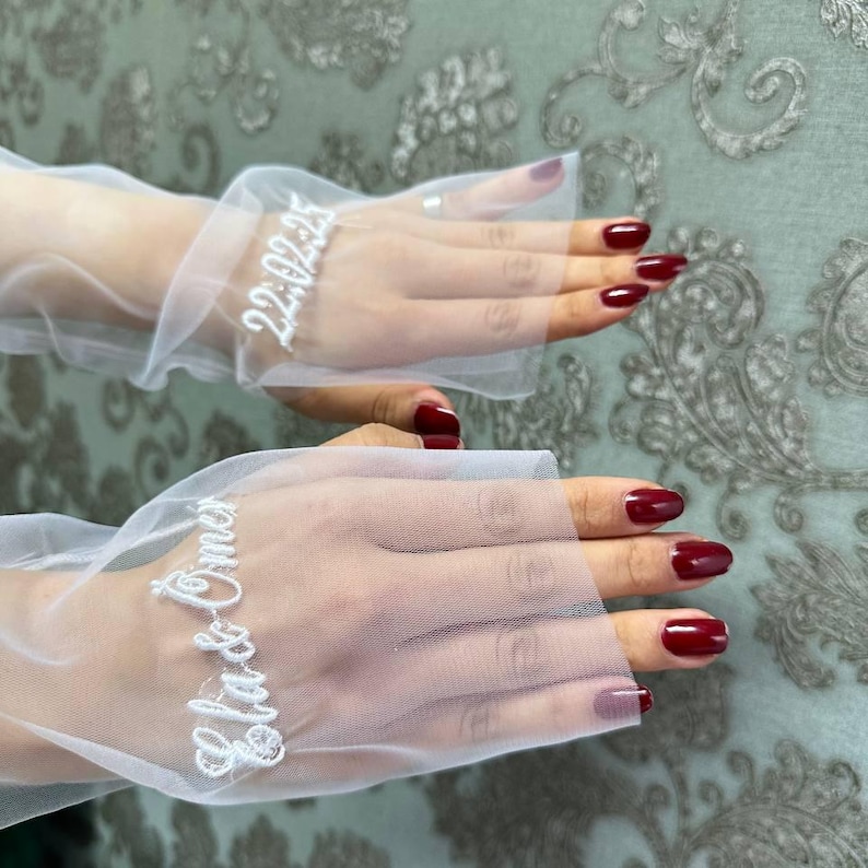 Bridal Gloves Personalized with Embroidery