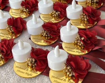 10x ledkaars gepersonaliseerde henna night - 10x led kaars personalisierung hennaabend - 10x led Mum isimli Kına Gecesi