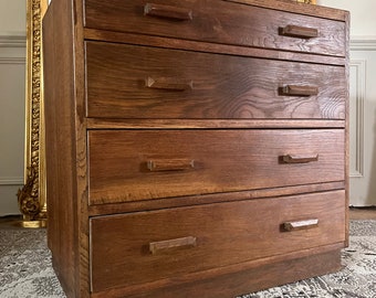 Vintage Mid Century Oak Chest Of Drawers