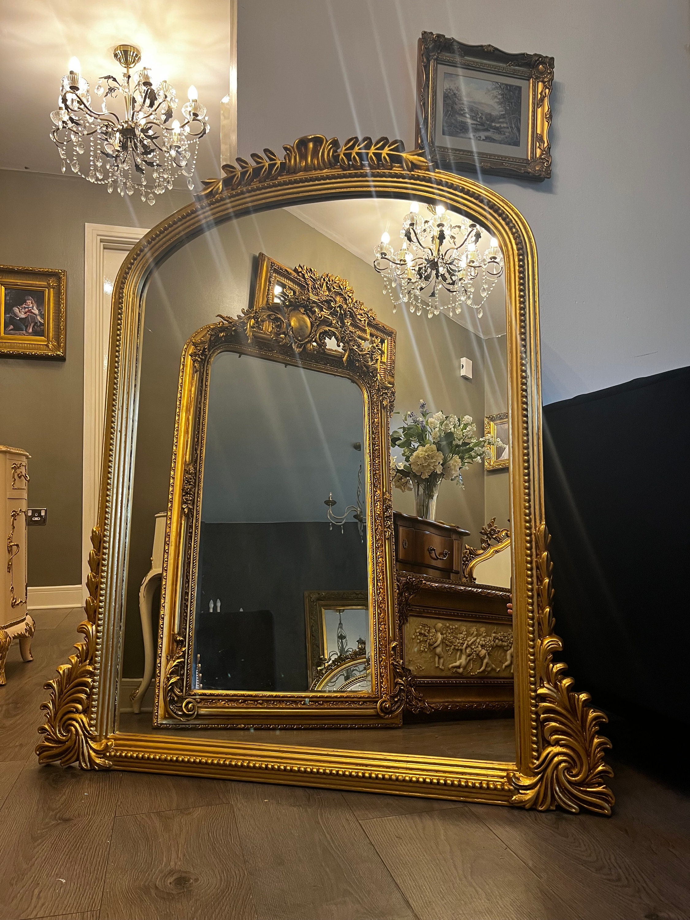 Beautiful Victorian Style Gilt Wood Overmantle Mirror Etsy UK