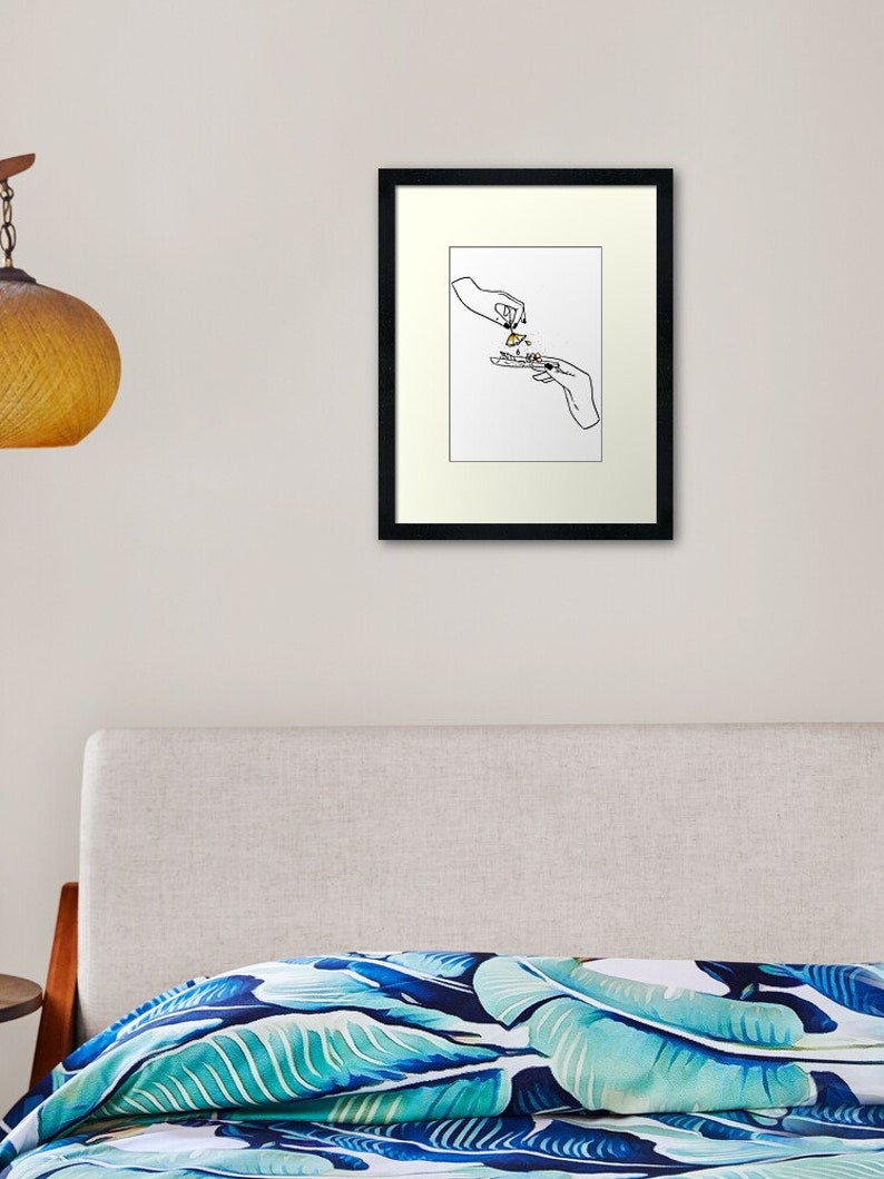 May include: Line drawing of two hands rolling a joint. The joint is made of a thin, white paper and is filled with a green substance. The hands are drawn in black and white.