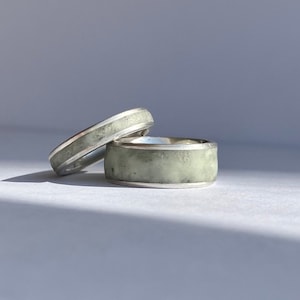 Enduring Love: Sterling Silver Minimalist Ring with Concrete + Diamond Dust Inlay - Cream