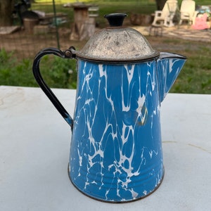 Blue & White Agate Coffee Pot