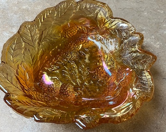 Vintage Marigold Carnival Glass Candy Dish