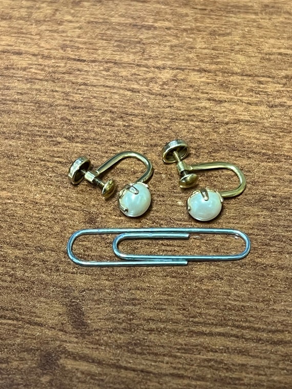 Screw Back Pearl Earrings - image 1