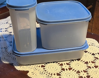 Set di 3 contenitori Tupperware con coperchi blu