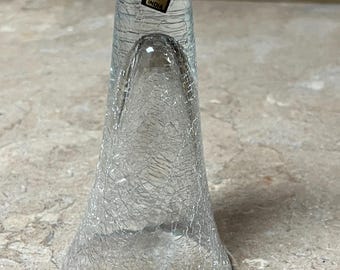 Clear Crackle Glass Vase made in India