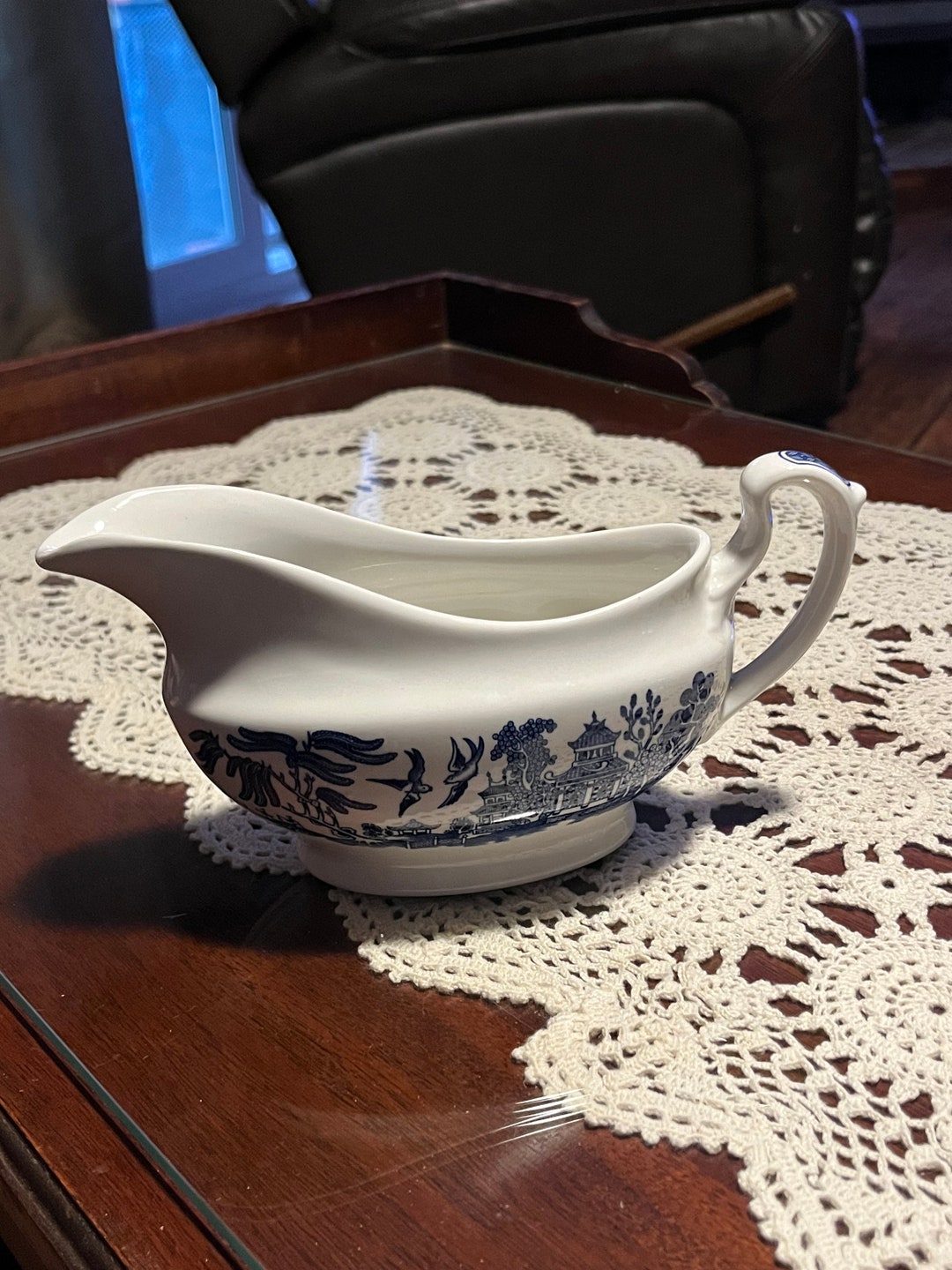 Churchill Blue Willow Gravy Boat Etsy