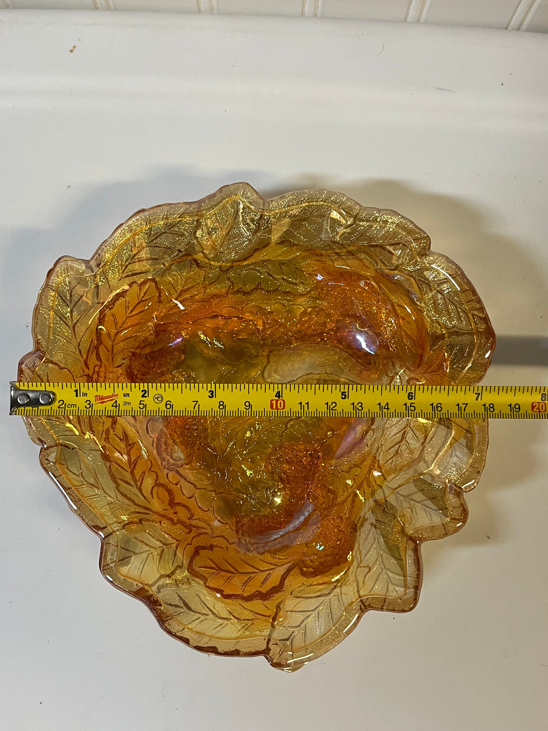 カーニバルガラス アンティーク デュガン マリーゴールド プレート 18cm インディアナ ローガンベリー ハーベスト ゴールド/アンバー/マリー