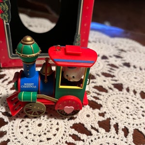 Mouse in a Train Engine Tree Ornament