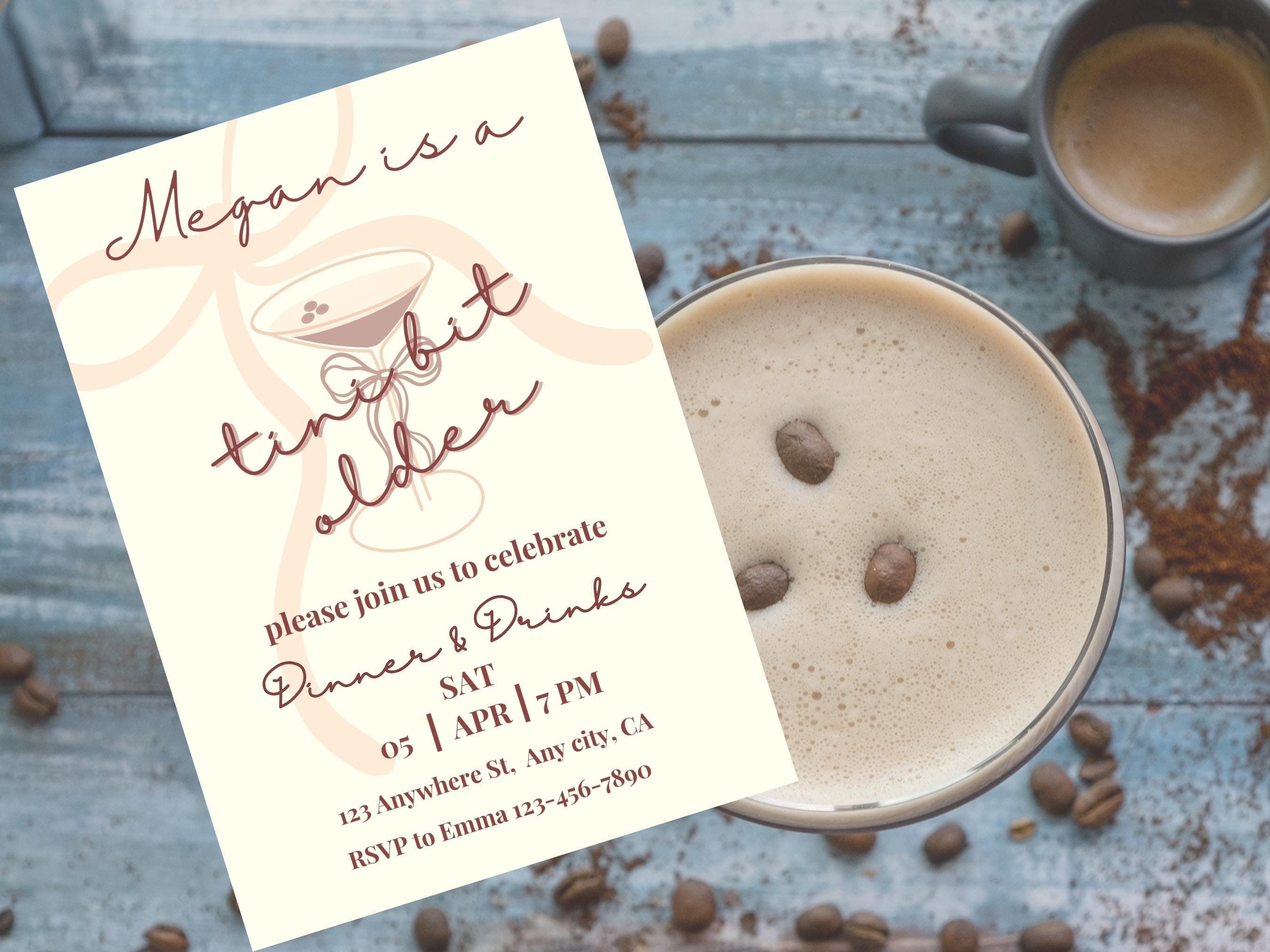 Espresso Martini Birthday Invite, Editable Digital Template, Tini Bit Older, Customizable Cocktail Invitation, Martini themed invitation