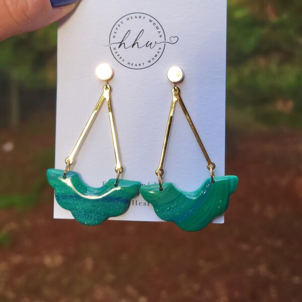 Agate Wannabe Polymer Clay Dangle Earrings | Handmade Earrings | Statement Earrings