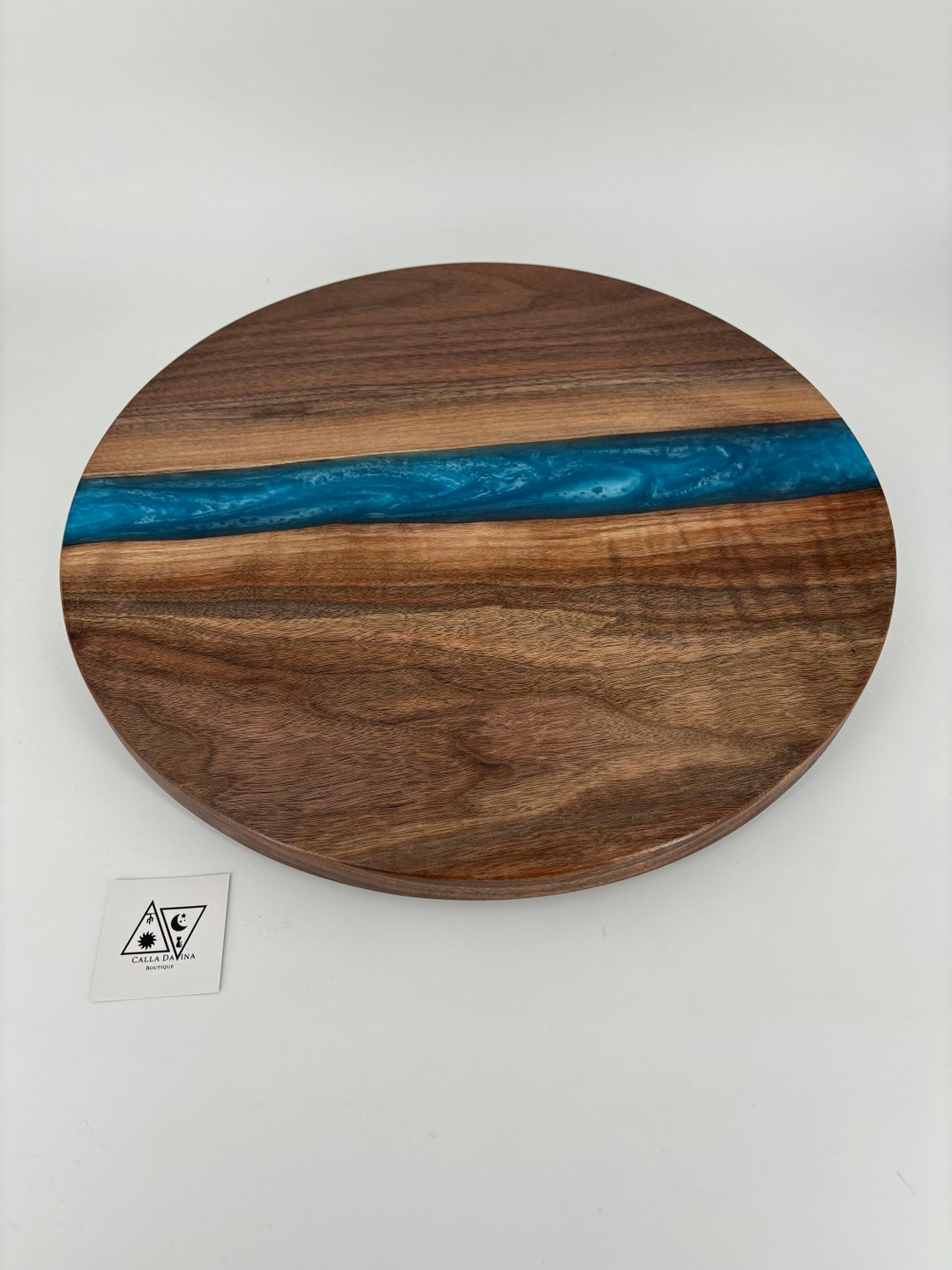 Lazy Susan Kitchen Table Centerpiece 17 Round Rustic Walnut and Ocean