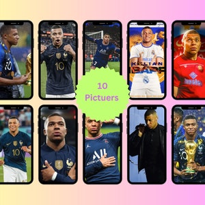 Set of 10 High-Quality Living Room Wall Art - Modern Digital Prints for Home Decor, Mbappe Kilian, football player.