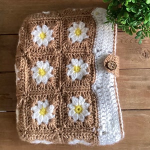 Crocheted Daisy Bible Cover/ Bible Sleeve/Book Sleeve/ Bible Pouch/ Book Pouch