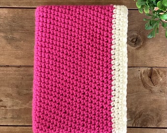 Solid Colored Crocheted Bible Cover/ Bible Sleeve/Book Sleeve/ Bible Pouch/ Book Pouch with a White top