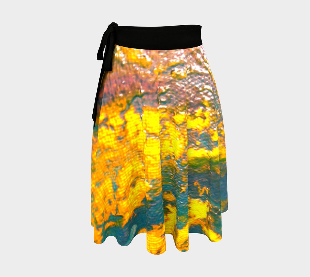 Yellow and Blue Swirl Wrap Skirt Etsy