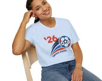 Camiseta de fútbol de EE. UU. '26 / Camiseta para aficionados al fútbol de Estados Unidos / Regalo de fútbol rojo, blanco y azul / Camiseta para el día del partido