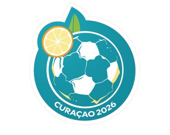 Pegatina de cóctel de fútbol Curaçao '26 / Calcomanía de fútbol familiar azul / Regalo para aficionados al fútbol caribeño / Pegatina para botella