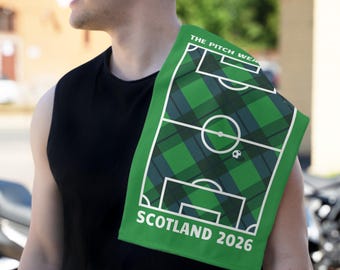 Toalla de apoyo para el campo de fútbol con estampado de tartán escocés / Artículos para aficionados 2026