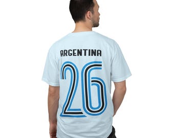 T-shirt en jersey de football Argentine '26 | Maillot de football Comfort Colors® Albiceleste | Cadeau pour fan de football