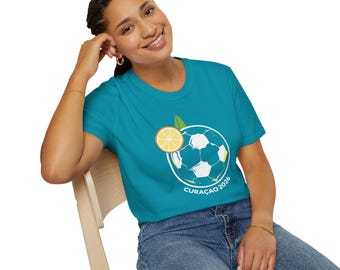 Camiseta de cóctel de fútbol Curaçao '26 / Camiseta azul de fútbol familiar / Regalo para aficionados al fútbol caribeño / Día del partido