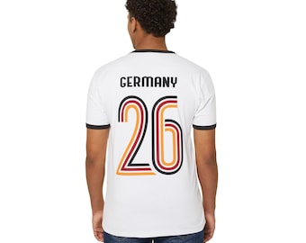 Camiseta retro de rayas de Alemania '26 / Camiseta para aficionados del Mundial alemán / Regalo de fútbol para él / Camiseta para el día del partido