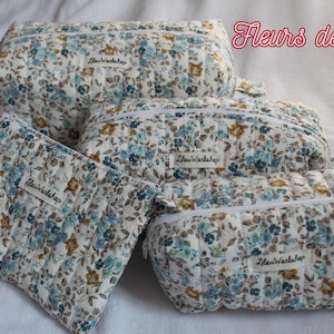 Trousse mattelasée fleurs, intérieur imperméable
