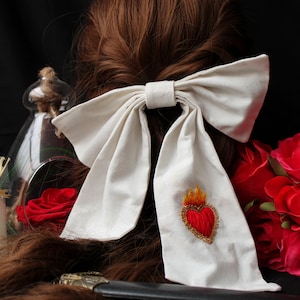 Sacred Heart embroidered bow