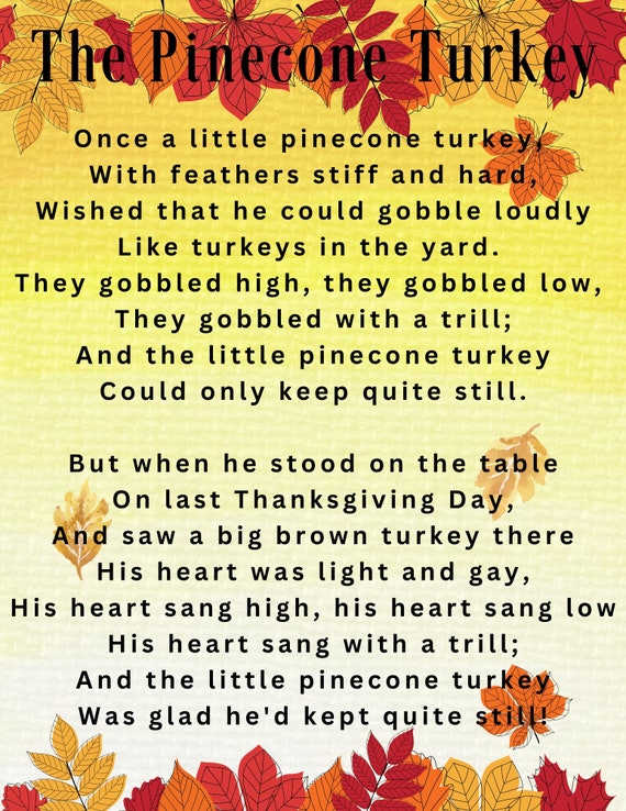 The Pinecone Turkey Poem Etsy