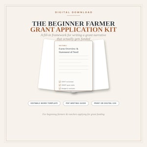 Beginner Farmer Grant Application Kit | Editable Word Template + PDF Guide (Digital Download)