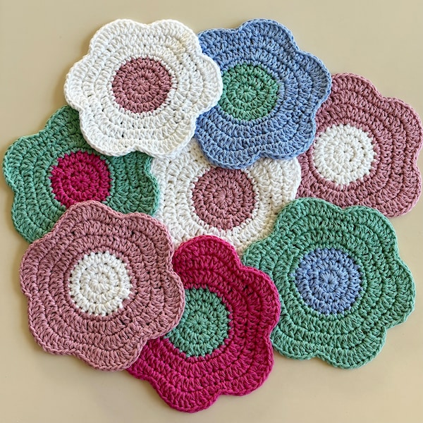 Set of 2 Customizable Flower Dishcloths/Washcloths, 100% Cotton