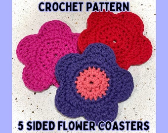 Crochet PATTERN, Flower Coasters
