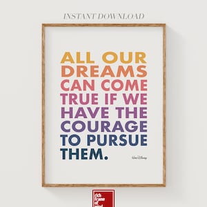 Citazione Disney ispiratrice / Tutti i nostri sogni / Stampa motivazionale da parete / Download digitale Decorazione per l&#39;aula / Decorazione per la cameretta dei bambini