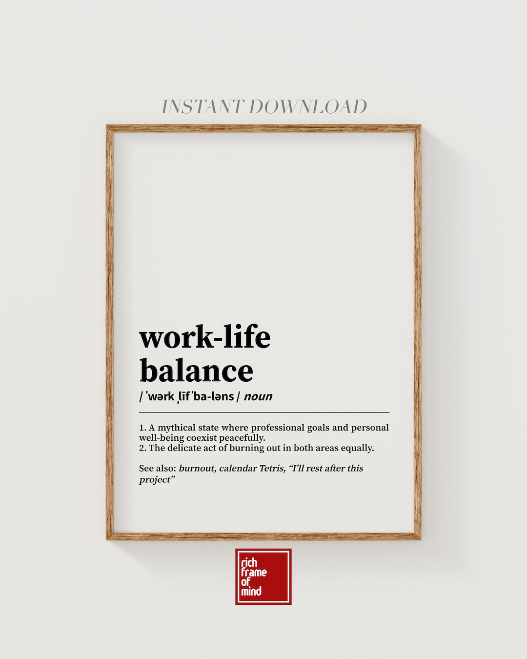 Work-life Balance Funny Definition Poster Download | Light Mode Poster ...