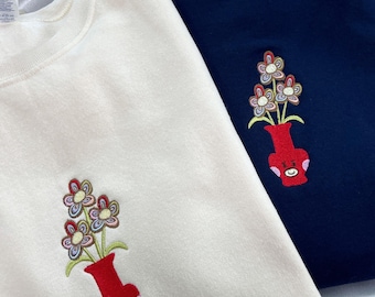 V's Flowers- Embroidered Crewneck