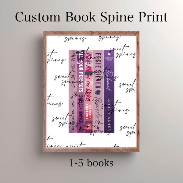 CUSTOMIZED Book Spines Print *Digital Download* 1-5 books | Custom Book Spines Print | Gift for Book Lovers