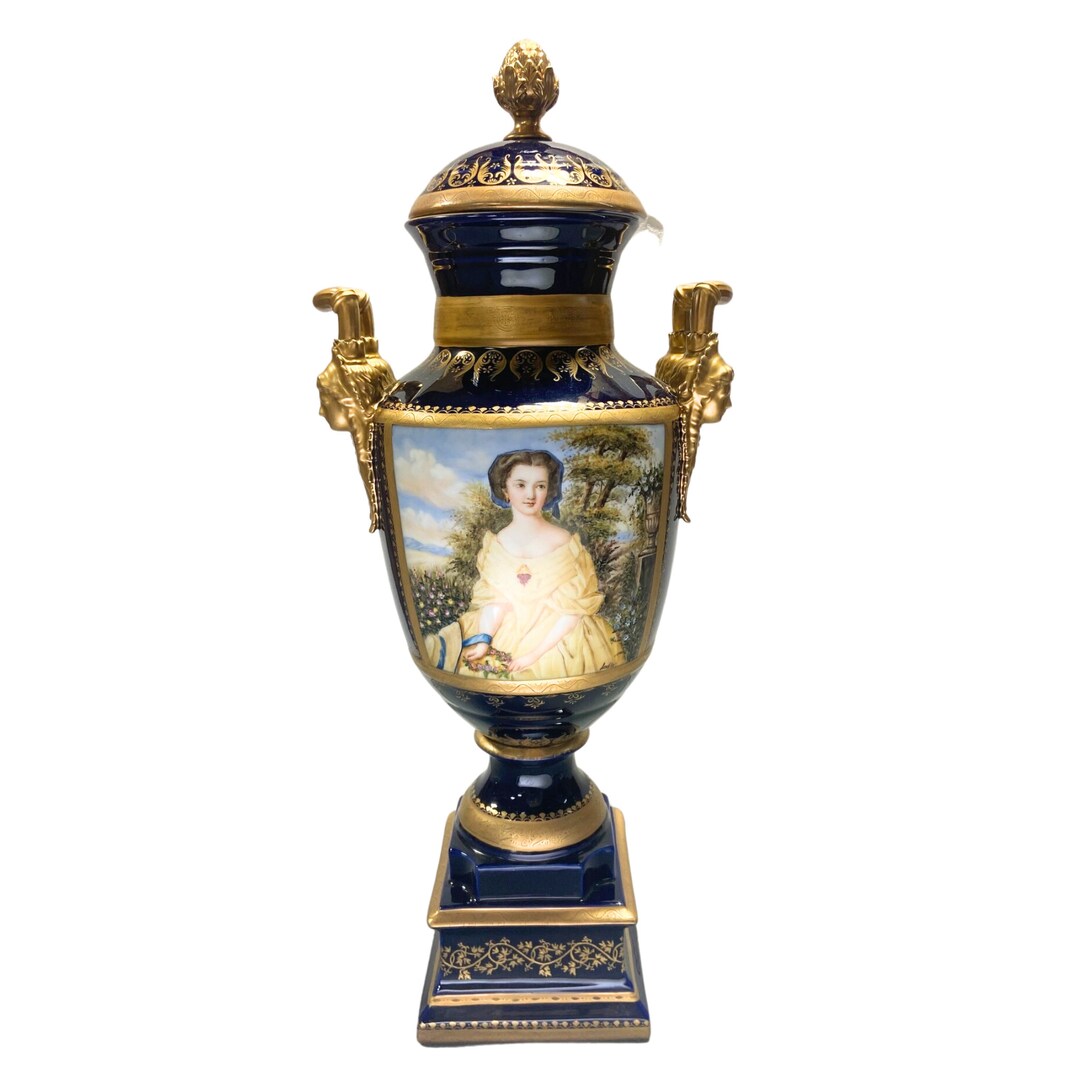 Gorgeous Hand-painted Porcelain and Bronze Vase - Etsy