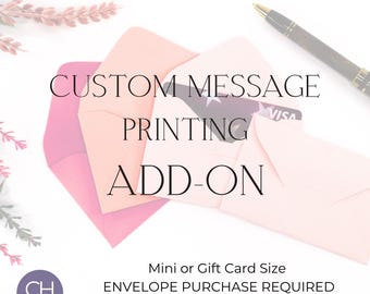Custom Message Printing Add-On | Ink and Foil Printing for Gift Card Mini Envelopes