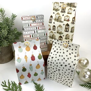 Handmade Christmas Favor Boxes: Ornament & Vintage House Designs, Faux Pearl Brad Accent